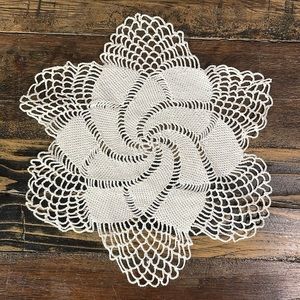 Lovely swirl crocheted doily.  Cotton vintage